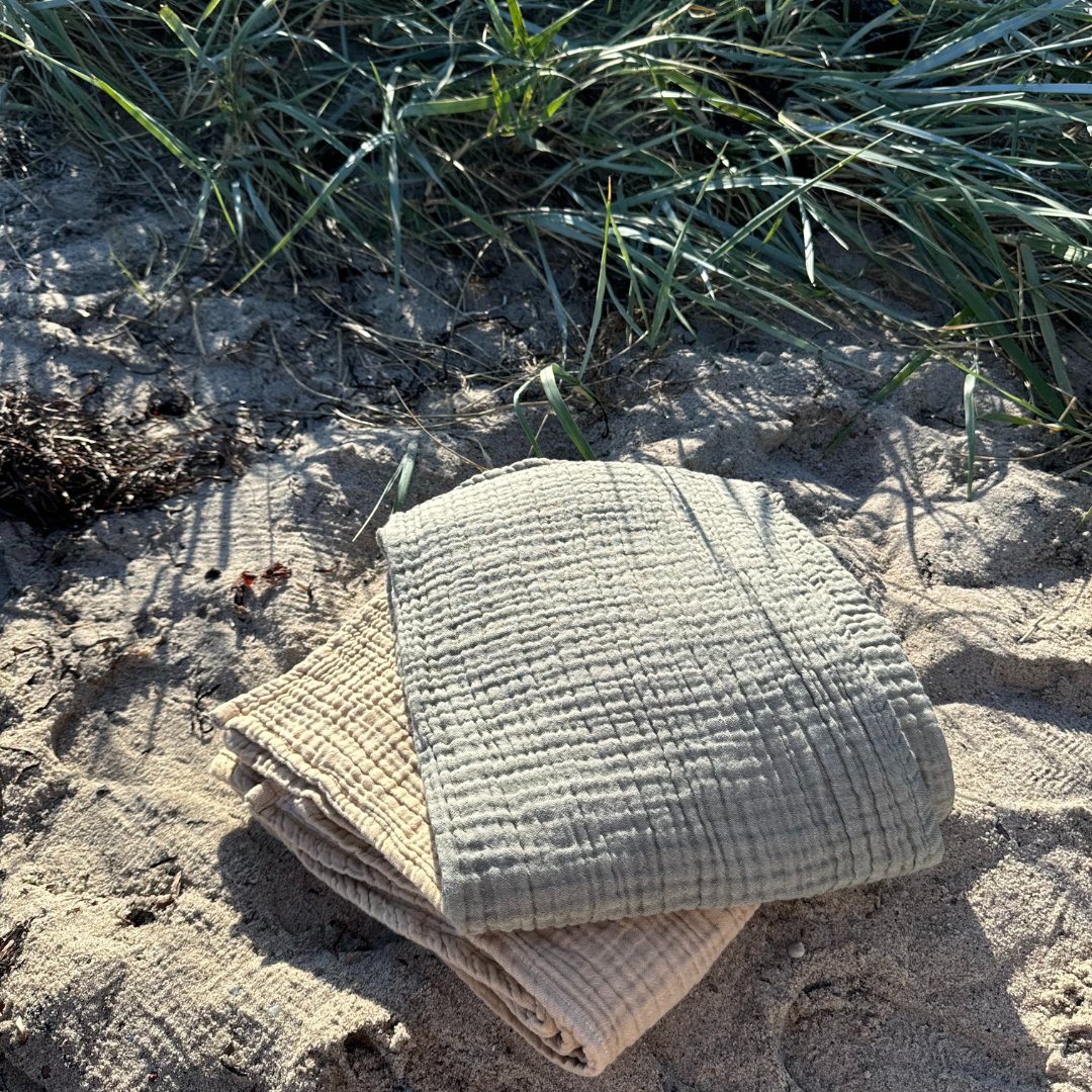 MUSSELIN HÅNDKLÆDE I 100% BOMULD | LYS SAND