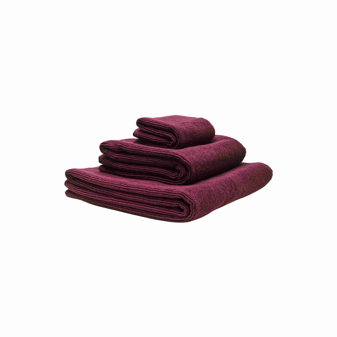 Økologiske håndklæder i farven bordeaux