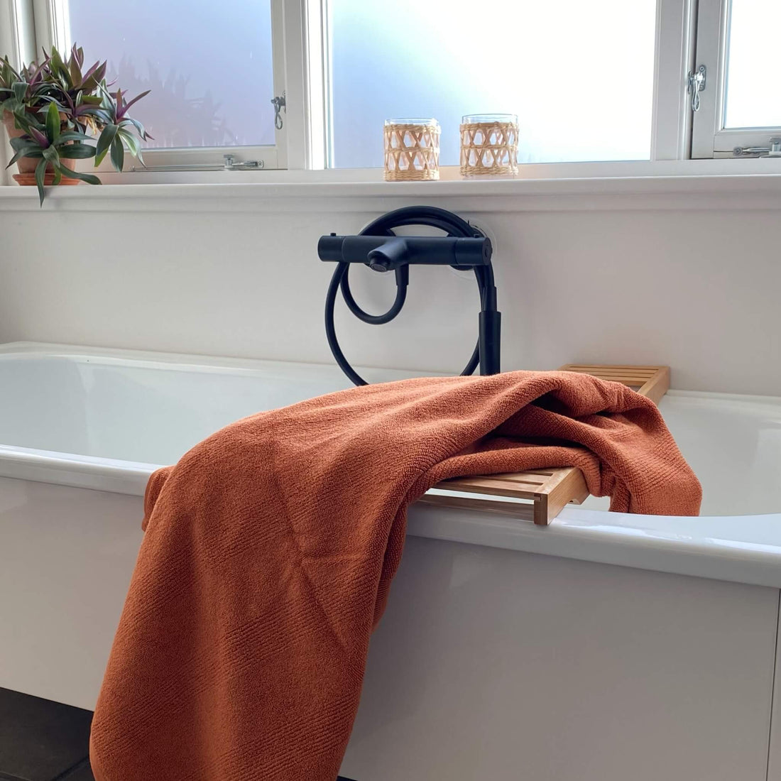 Øko badehåndklæde i orange