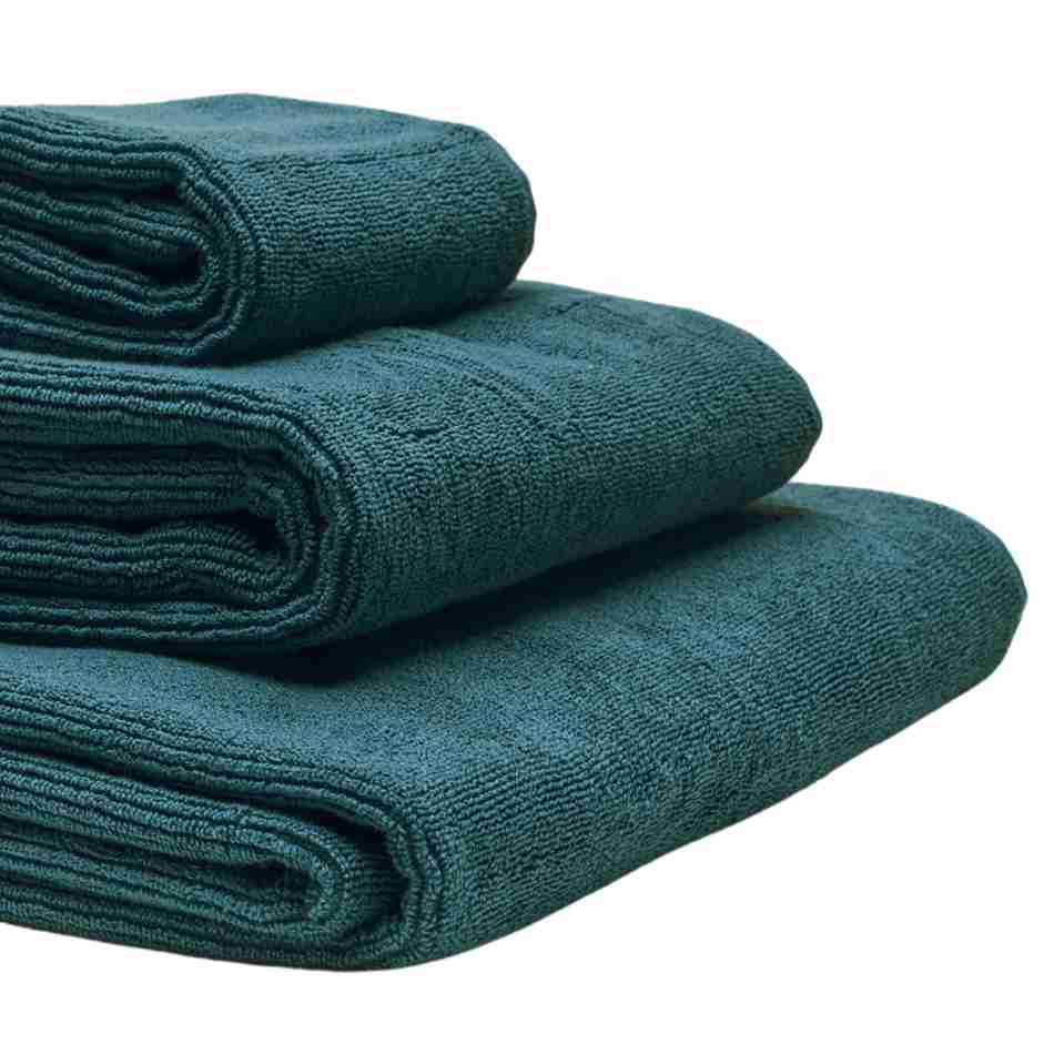 Økologiske håndklæder i farven petroleumsblå